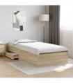 vidaXL Bed Frame with Drawer Brown 90 x 190 cm Engineered Wood