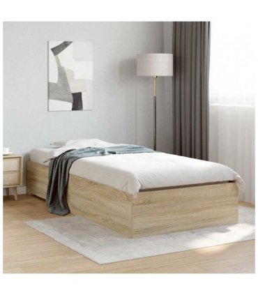 vidaXL Bed Frame with Drawer Brown 90 x 190 cm Engineered Wood