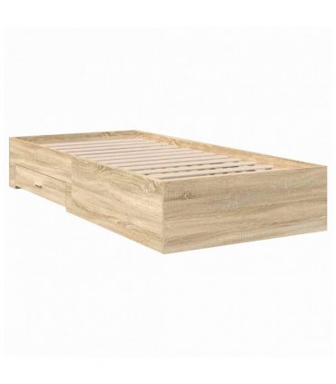 vidaXL Bed Frame with Drawer Brown 90 x 190 cm Engineered Wood