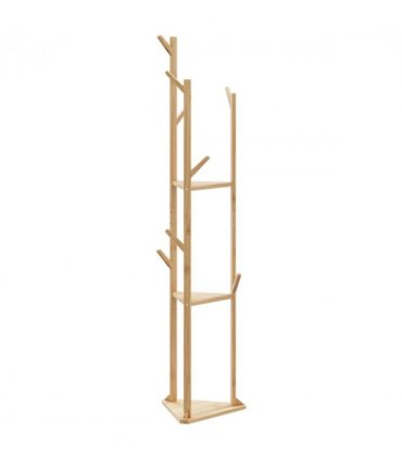 vidaXL Coat Stand with Hooks and Shelves 39x33x166 cm Bamboo