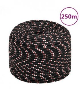 vidaXL Boat Rope Black 8 mm 250 m Polypropylene