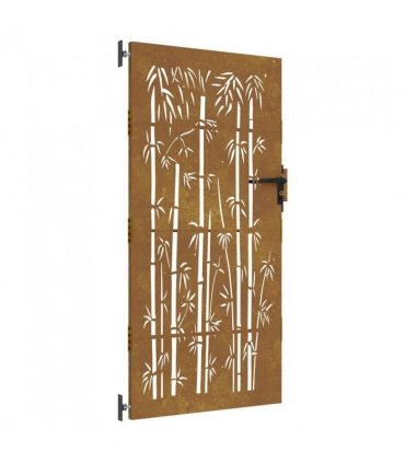 vidaXL Garden Gate 85x200 cm Corten Steel Bamboo Design