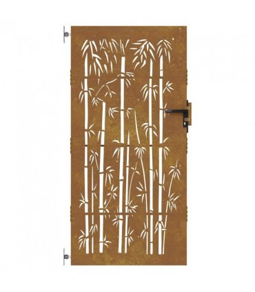 vidaXL Garden Gate 85x200 cm Corten Steel Bamboo Design