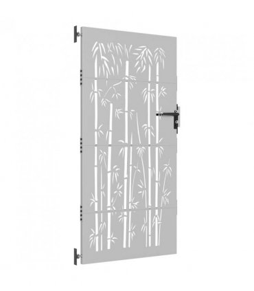 vidaXL Garden Gate 85x200 cm Corten Steel Bamboo Design