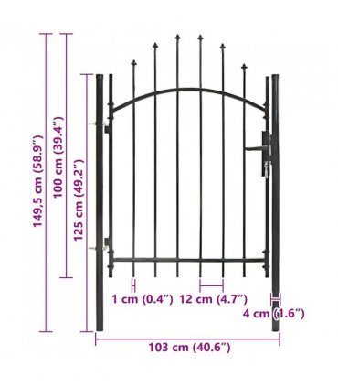 vidaXL Garden Gate Woerden Steel 1x1 m Black