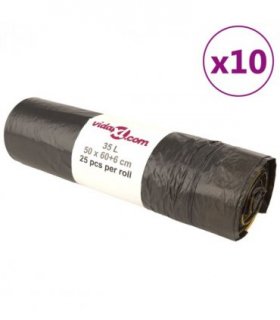 vidaXL Bin Bags with Drawstrings 250 pcs Black 35 L