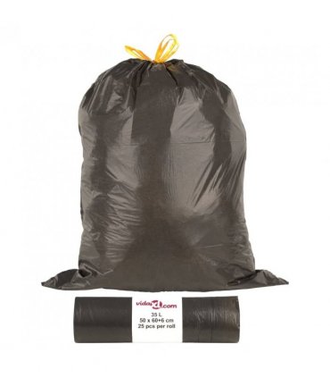 vidaXL Bin Bags with Drawstrings 250 pcs Black 35 L