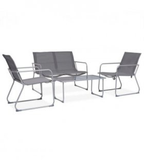 vidaXL Garden Set | Grey | Textilene fabric, Steel, Glass | Standard |  Durable