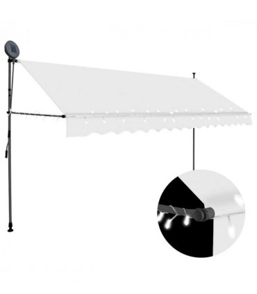 vidaXL Manual Retractable Awning with LED 350 cm Cream