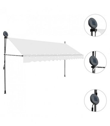 vidaXL Manual Retractable Awning with LED 350 cm Cream