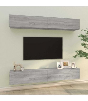 vidaXL Wall TV Cabinets 4 pcs Grey Sonoma 100x30x30 cm