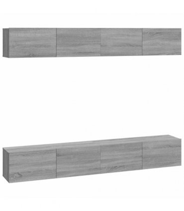 vidaXL Wall TV Cabinets 4 pcs Grey Sonoma 100x30x30 cm