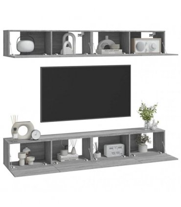 vidaXL Wall TV Cabinets 4 pcs Grey Sonoma 100x30x30 cm