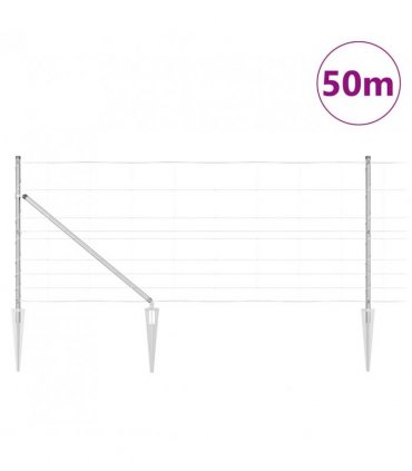 vidaXL Welded Wire Fence with Spikes 50 x 1 m Galvanised Steel Silver