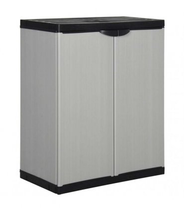 vidaXL Garden Cabinet | Grey and Black | PVC and Polypropylene | Medium