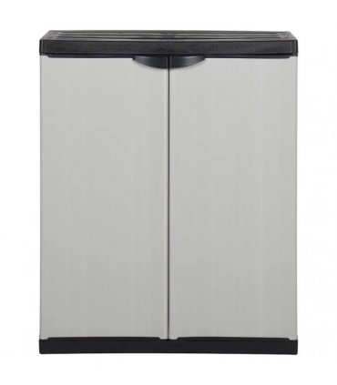 vidaXL Garden Cabinet | Grey and Black | PVC and Polypropylene | Medium