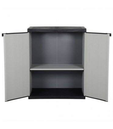 vidaXL Garden Cabinet | Grey and Black | PVC and Polypropylene | Medium