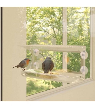 vidaXL Window Bird Feeders 2 pcs Acrylic 30x12x15 cm