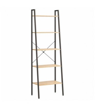 vidaXL 5-Tier Standing Shelf Light Brown and Black 56x35x174 cm