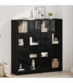 vidaXL Highboard 2 pcs Black Oak 68 x 37 x 142 cm Engineered Wood