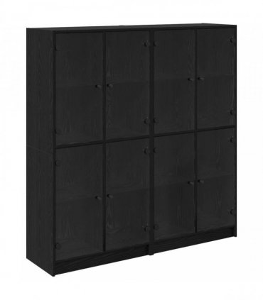 vidaXL Highboard 2 pcs Black Oak 68 x 37 x 142 cm Engineered Wood
