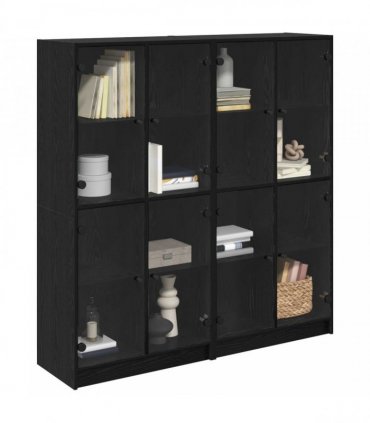 vidaXL Highboard 2 pcs Black Oak 68 x 37 x 142 cm Engineered Wood