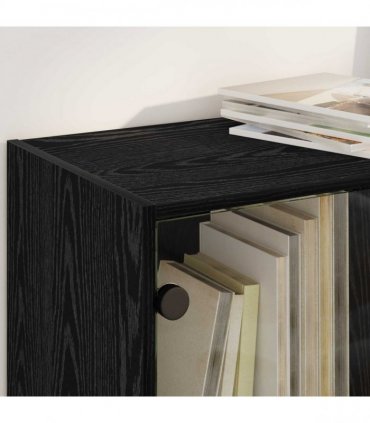 vidaXL Highboard 2 pcs Black Oak 68 x 37 x 142 cm Engineered Wood