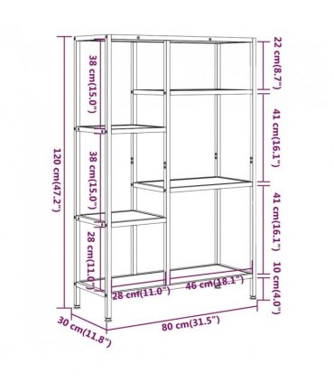 vidaXL Book Shelf 80x30x120 cm Steel and Engineered Wood
