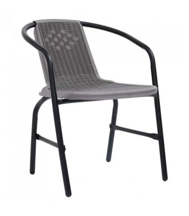 vidaXL Garden Chair | Set of 4 | Black | Plastic rattan, steel | Standard