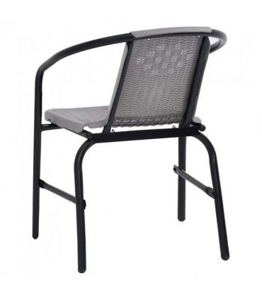 vidaXL Garden Chair | Set of 4 | Black | Plastic rattan, steel | Standard