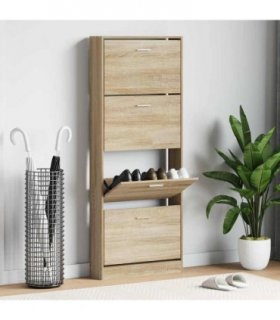 vidaXL Shoe Cabinet Oak 59x17x150 cm Engineered Wood