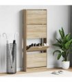 vidaXL Shoe Cabinet Oak 59x17x150 cm Engineered Wood