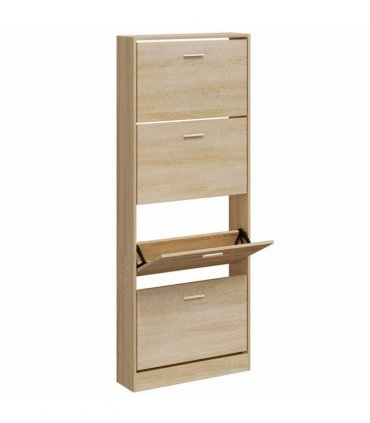 vidaXL Shoe Cabinet Oak 59x17x150 cm Engineered Wood