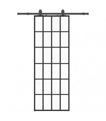 vidaXL Sliding Door with Hardware Set Black 76x205 cm ESG Glass