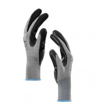 vidaXL Work Gloves 12 pcs Grey and Black 9 / L Polyester