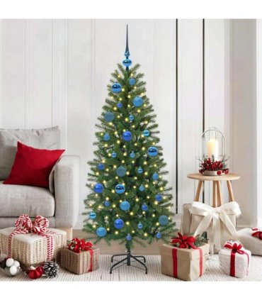 vidaXL Christmas Bauble Set with 150 LEDs 61 pcs Blue Plastic