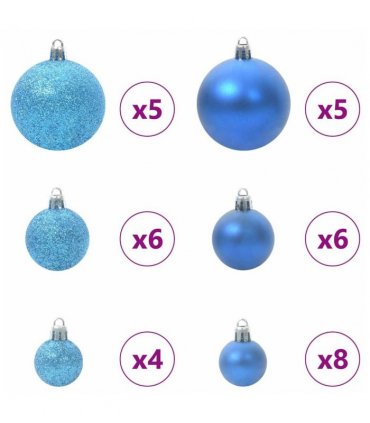 vidaXL Christmas Bauble Set with 150 LEDs 61 pcs Blue Plastic