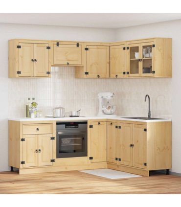 vidaXL Cabinet with Shelf SKI 8 pcs Honey Brown Solid Pine Wood