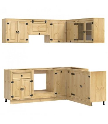 vidaXL Cabinet with Shelf SKI 8 pcs Honey Brown Solid Pine Wood
