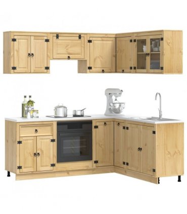 vidaXL Cabinet with Shelf SKI 8 pcs Honey Brown Solid Pine Wood