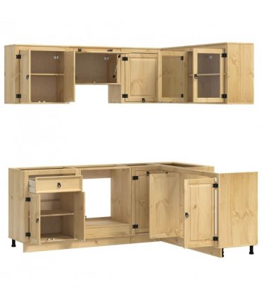vidaXL Cabinet with Shelf SKI 8 pcs Honey Brown Solid Pine Wood