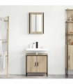 vidaXL Bathroom Furniture Set with Shelf 2 pcs Brown Engineered wood