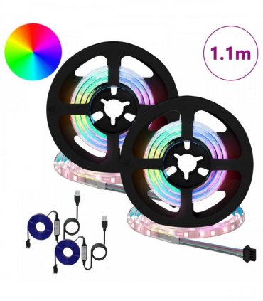 vidaXL LED Strip 2 pcs Black and Transparent 550 mm Copper and Plastic