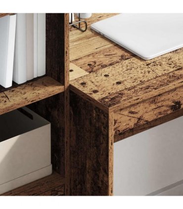 vidaXL Desk with Drawer with Shelf with Storage 2 pcs Old Wood