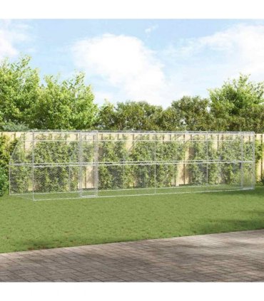 vidaXL Dog Kennel 4 pcs Silver 8 x 2 x 2 m Galvanised steel