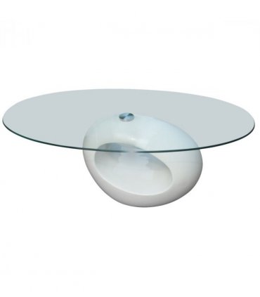 vidaXL Coffee Table with Oval Glass Top High Gloss White