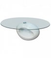 vidaXL Coffee Table with Oval Glass Top High Gloss White