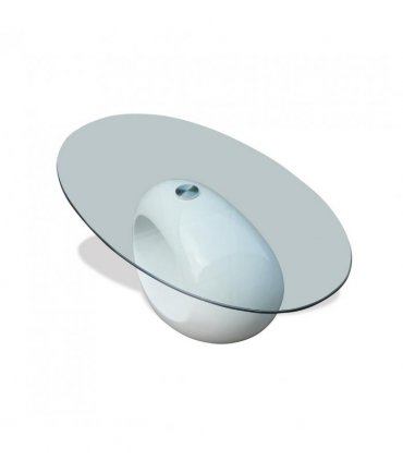vidaXL Coffee Table with Oval Glass Top High Gloss White