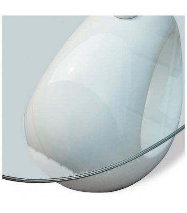 vidaXL Coffee Table with Oval Glass Top High Gloss White