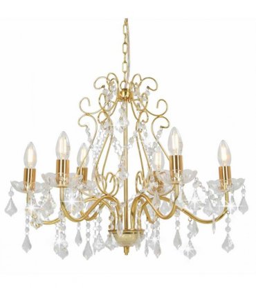 vidaXL Chandelier | Golden, transparent | Metal, Acrylic | Medium